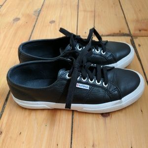 Superga black leather sneakers