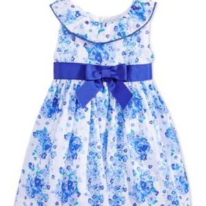 Nannette Girl toddler blue and white floral dress.