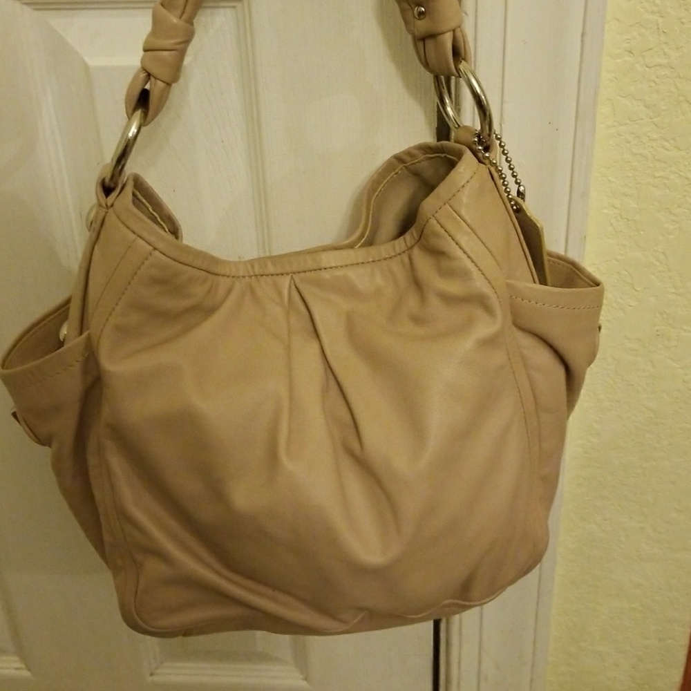 Brown leather coach purse