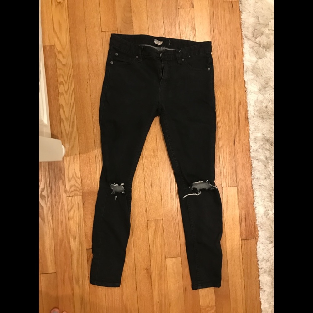 Free people black ripped jeans