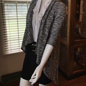 Marled Black/White 3/4 Sl. Long/Short Cardigan - S