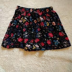 Zara Black Floral Print Skirt