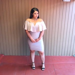 Mauve off the shoulder dress