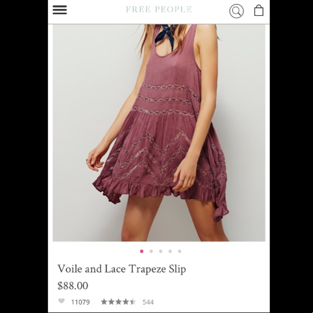 FREE PEOPLE Voile and Lace Trapeze Slip Dress S