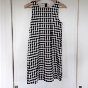 Black & Cream Checkered Sleeveless Dress