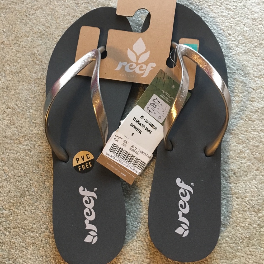 Reef flip flops Gunmetal Sz 9
