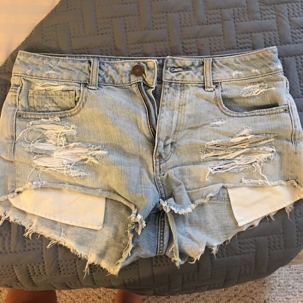Light wash jean shorts