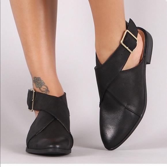 Ladies cross bands ankle buckle backless shoes - Picture 4 of 4