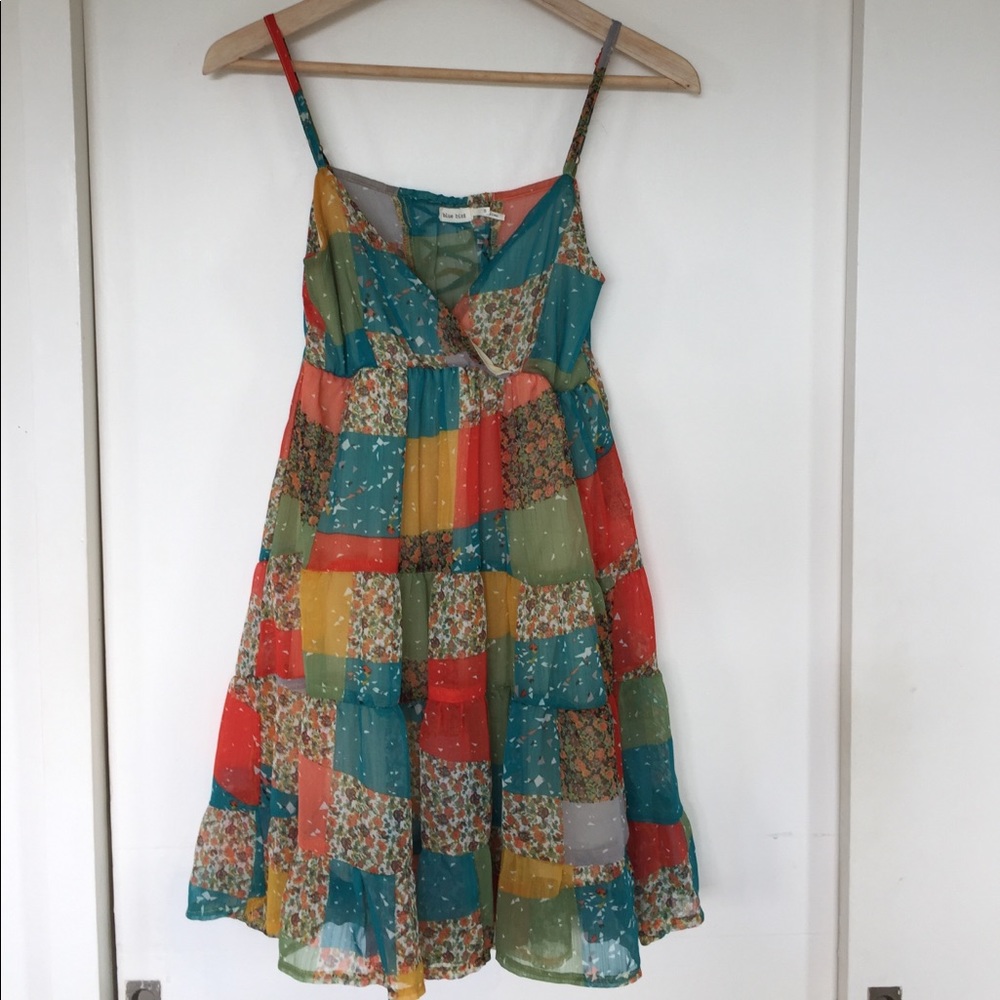 Blue Bird Multicolor Floral Quilt Pattern Dress