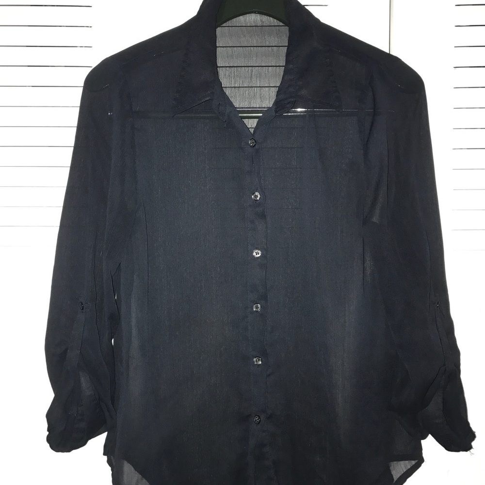 🌟SHEER BLACK BUTTON UP SHIRT🌟