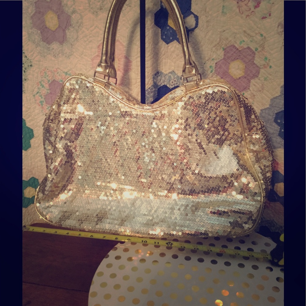 Sequin tote bag with zipper