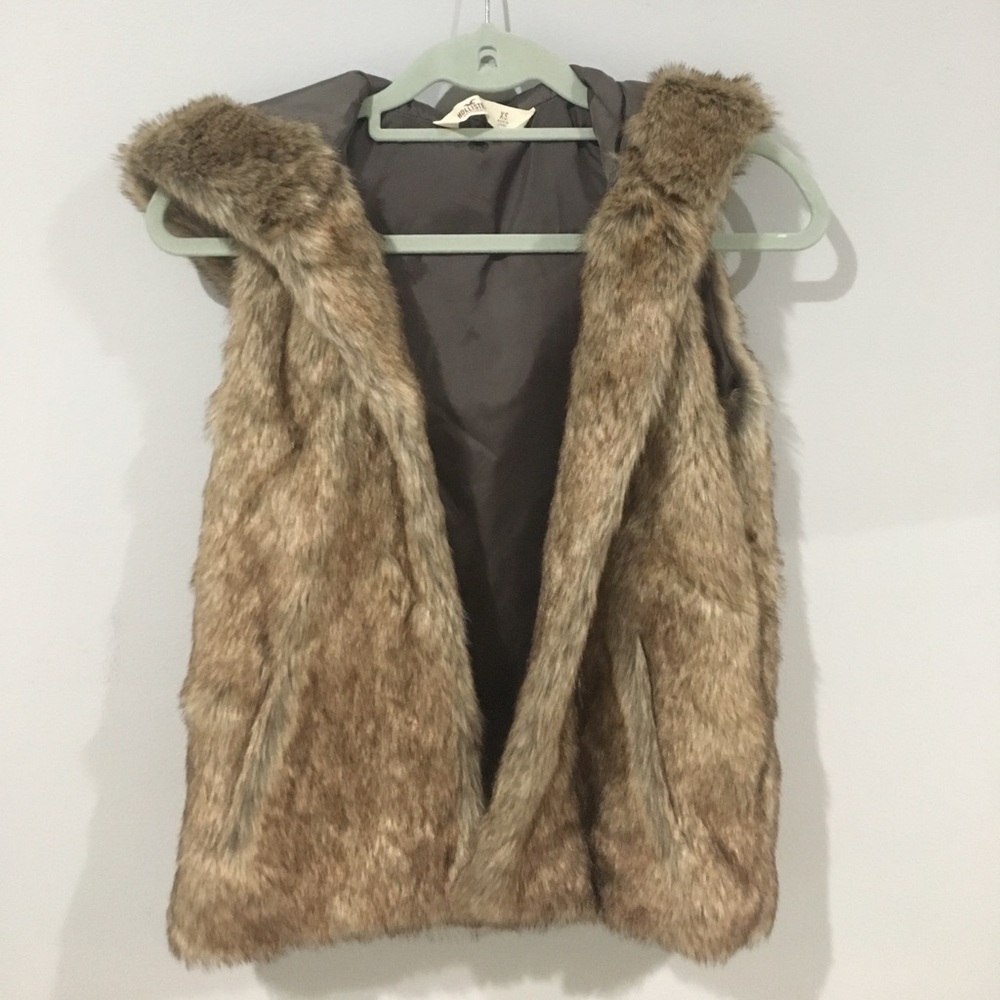 Hooded Faux Fur Vest