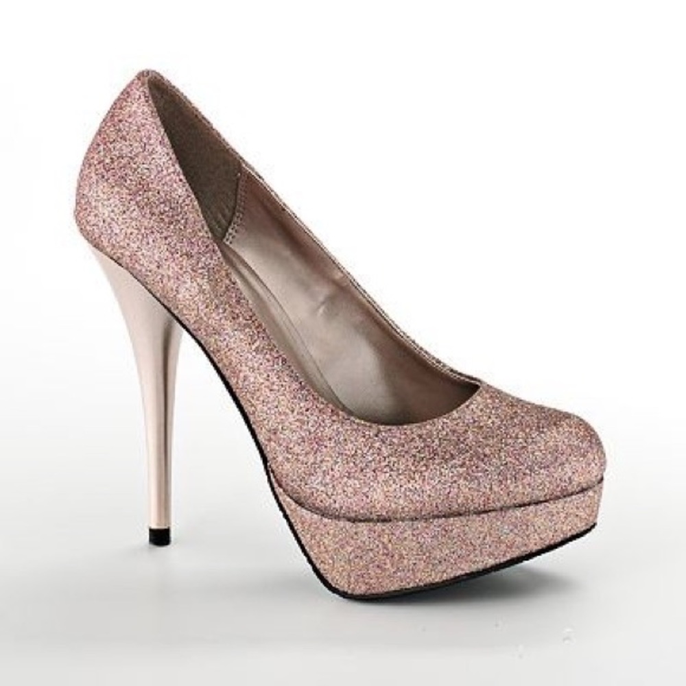 Candies Rose Glitter Platform Heels