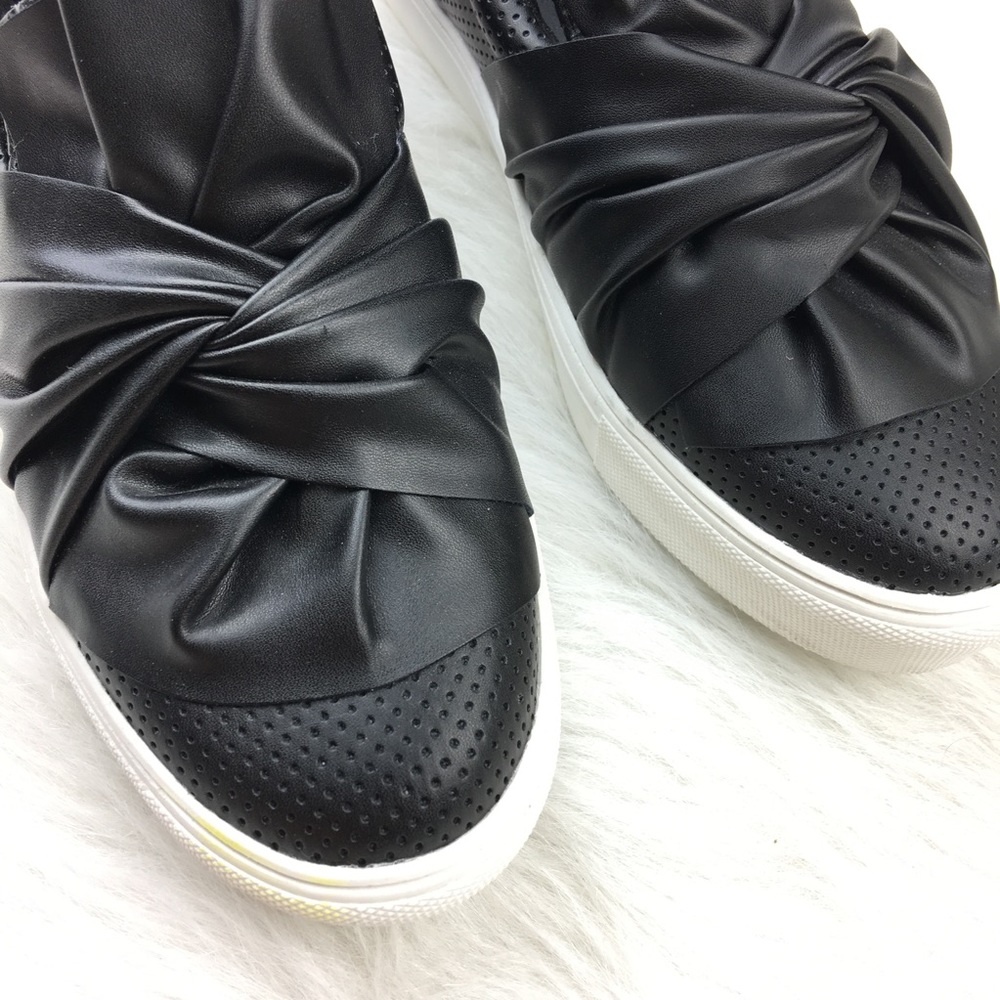Mia black perforated twisted bow knot slip on shoe - Picture 7 of 8