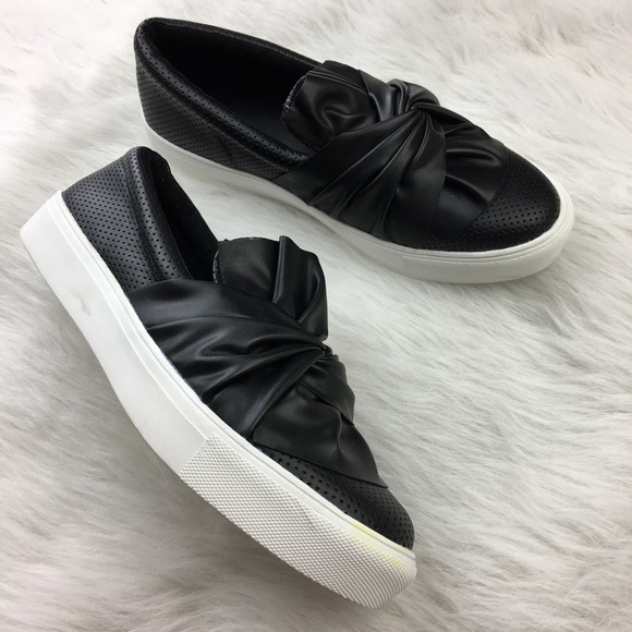 Mia black perforated twisted bow knot slip on shoe - Picture 6 of 8