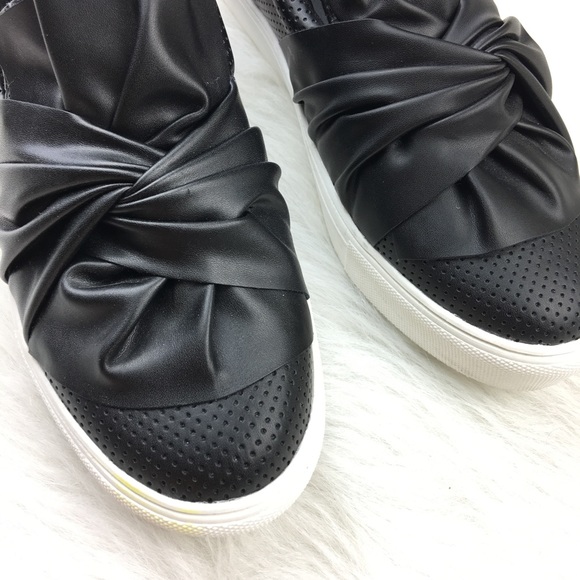 Mia black perforated twisted bow knot slip on shoe - Picture 7 of 8