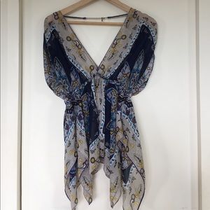 Guess Navy & Grey Bohemian Sheer Tunic