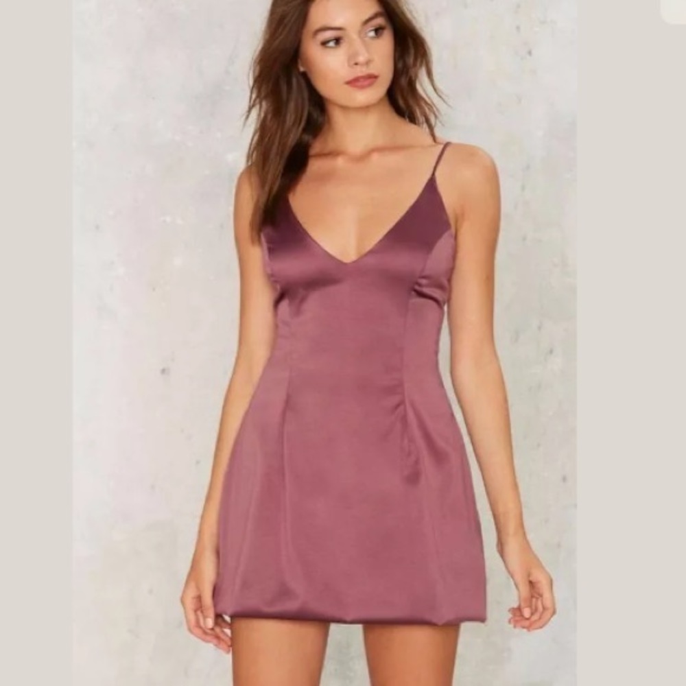 Nasty Gal rose satin dress with pockets