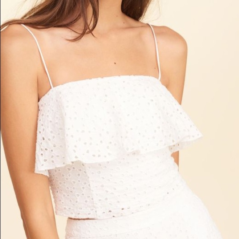 White eyelet crop top