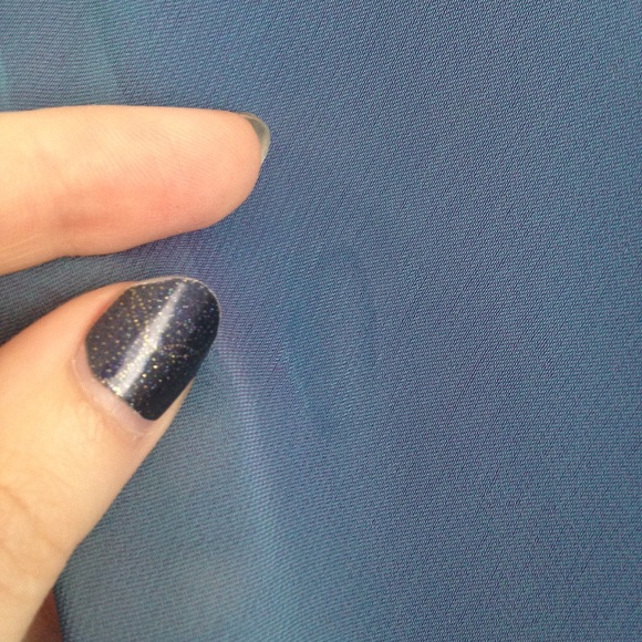 Elegant Blue Hi-Lo Bridesmaid Dress with Shawl - Picture 9 of 12