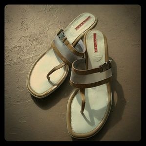 Prada Pervinca Patent Leather Sandals