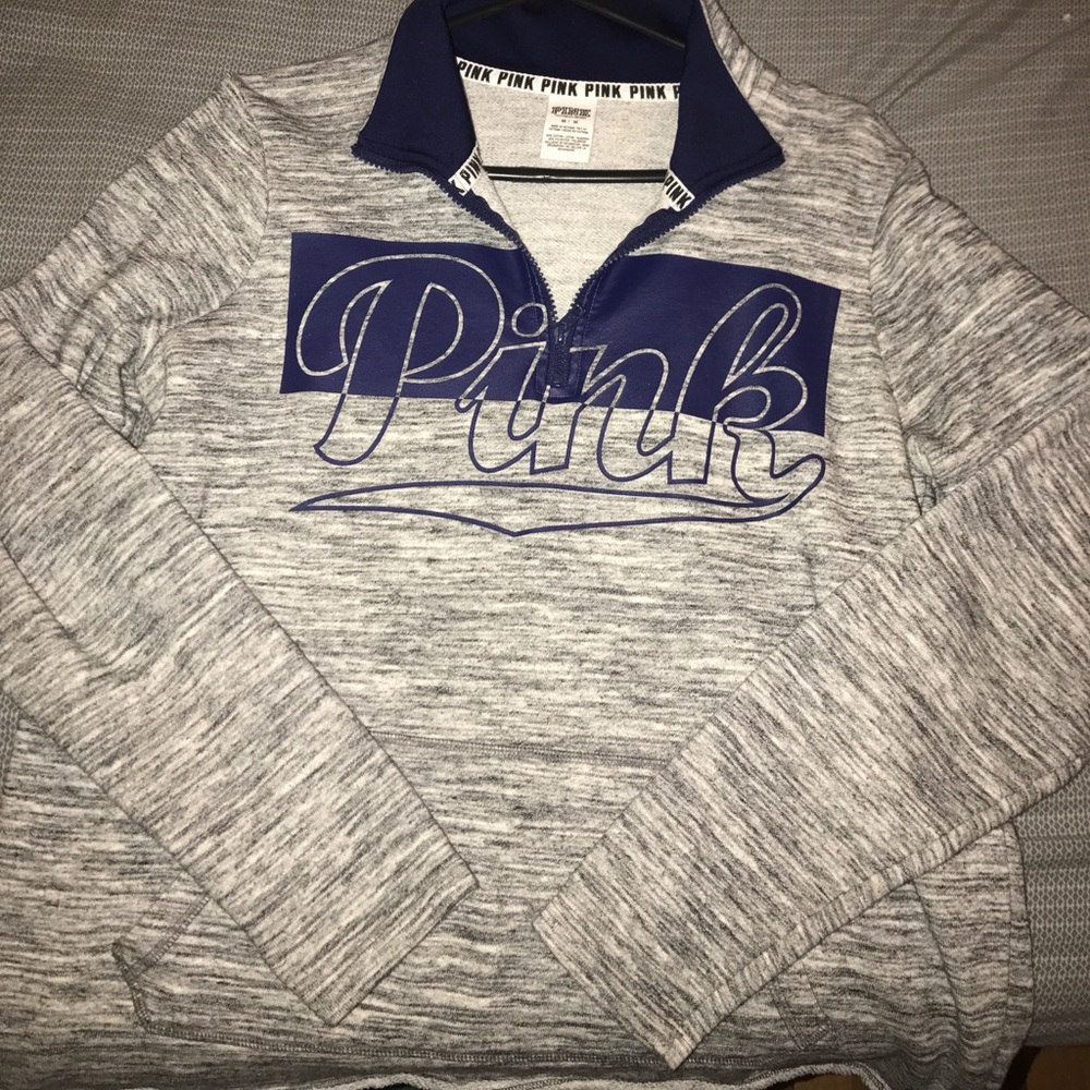 grey and purple VS PINK half zip pullover