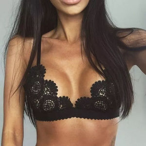 Black Floral Lace Triangle Bralette