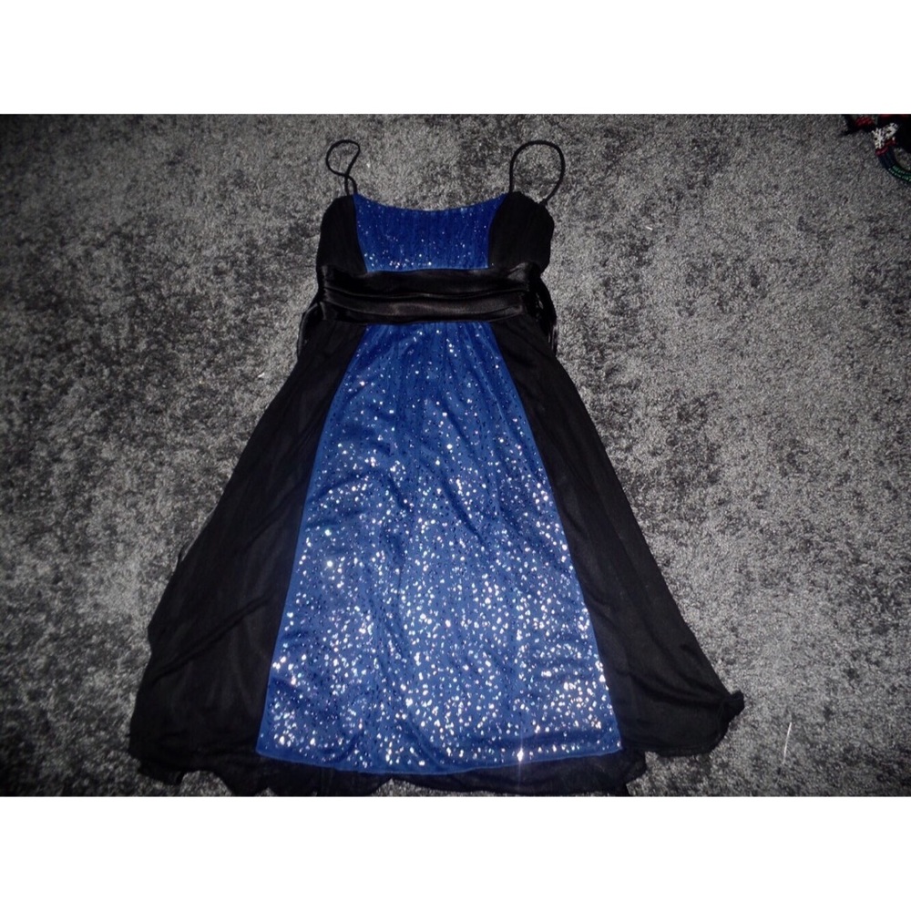 Blue and black dress