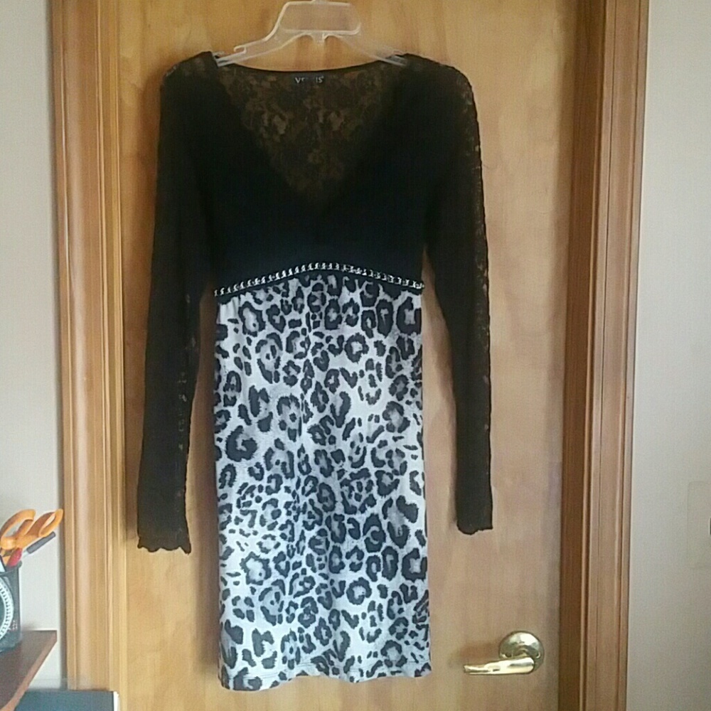 Lace & Cheetah Print Dress