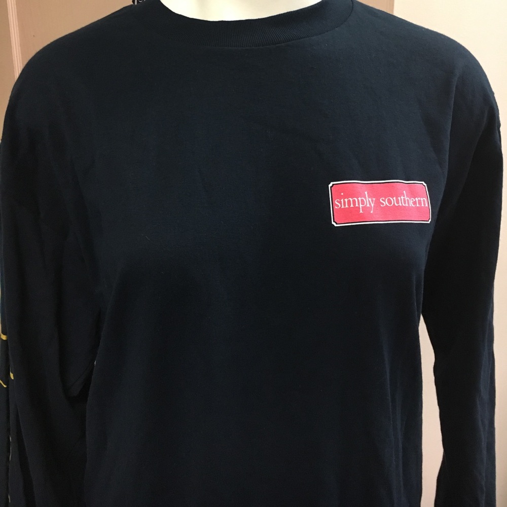 New Simply Southern Navy Long Sleeve Tee Sz L