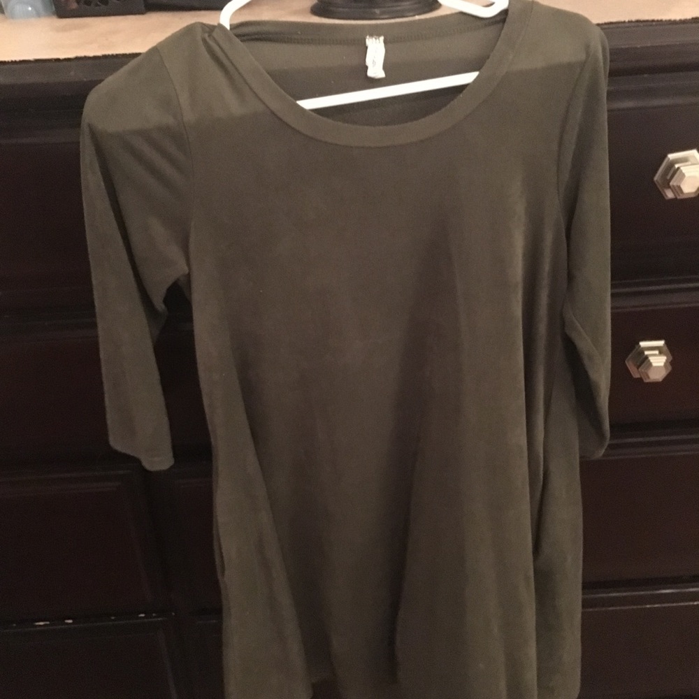 Army green velvet dress