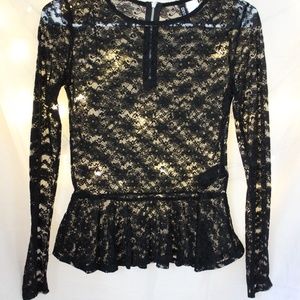 H&M black lace ~peplum top~ long sleeved