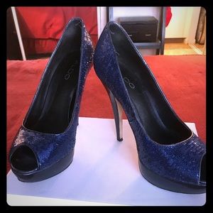 Blue Sequin Heels