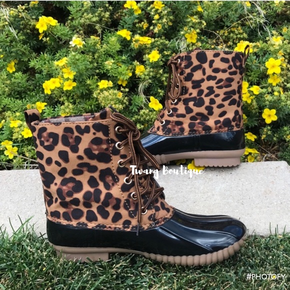 LAST TWO! << Leopard Print Duck Boots Rain Boot >> - Picture 2 of 6