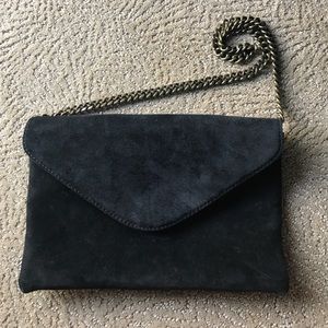 J. Crew Black Suede Envelope Clutch