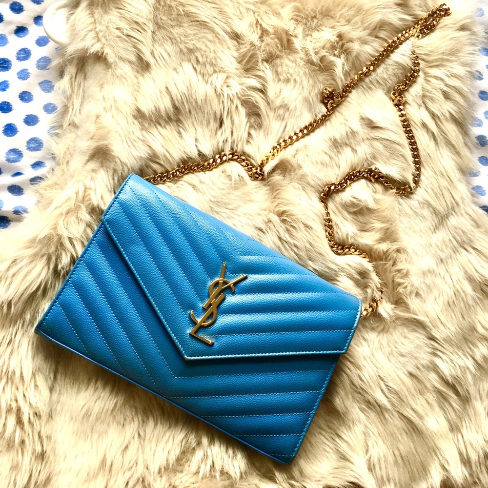 SOLD YSL Monogram Quilted Leather Wallet on Chain