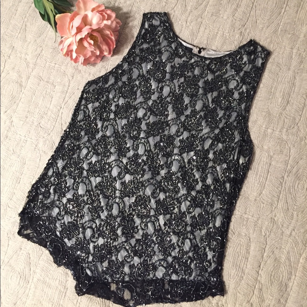 Black beaded top
