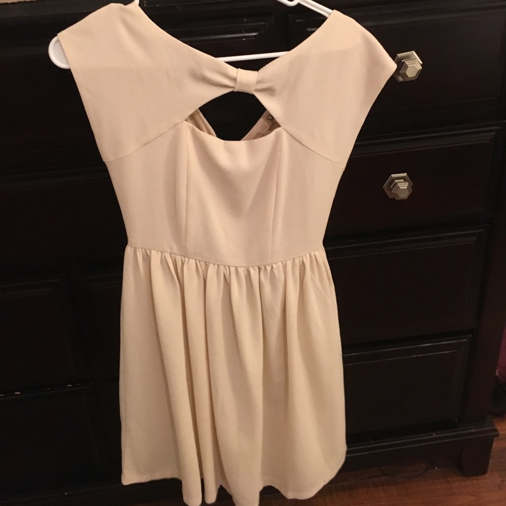 off white bow-front dress