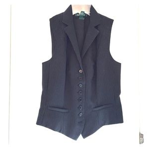 Ralph Lauren Black Pinstripe Wool Vest