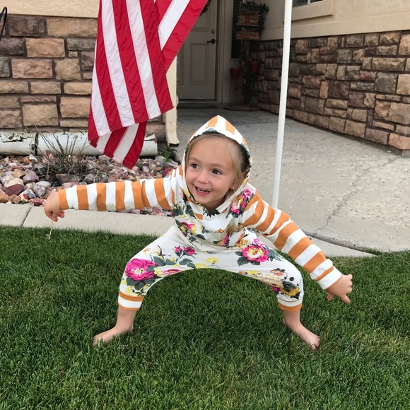 Not 4 Sale. Yellow Floral Toddler Girl Outfit - Picture 4 of 4