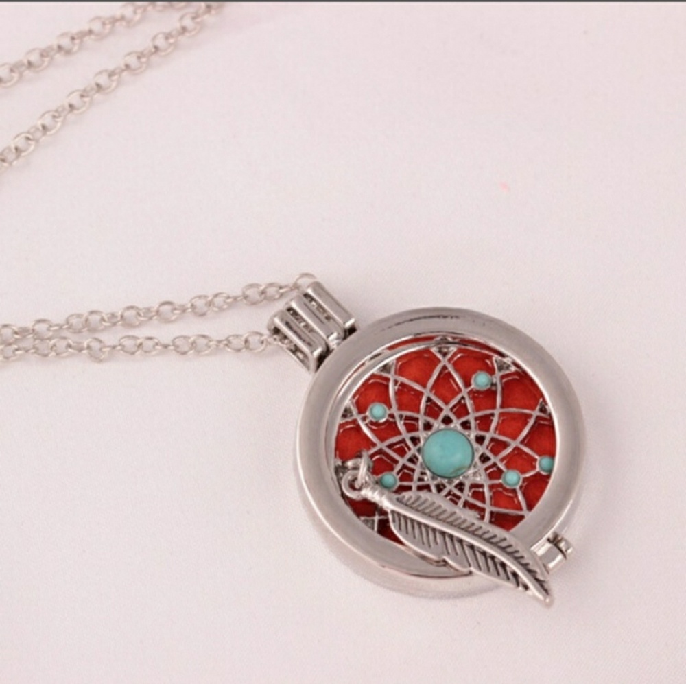 Dream catcher oil diffuser necklace