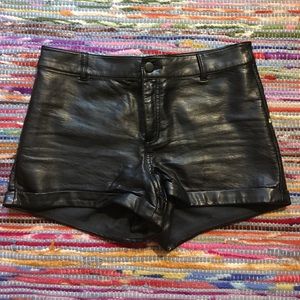 High waisted leather shorts