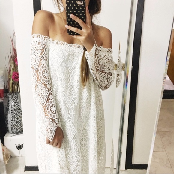 Audrey 3+1 Dresses & Skirts - Off the Shoulder Crochet Dress