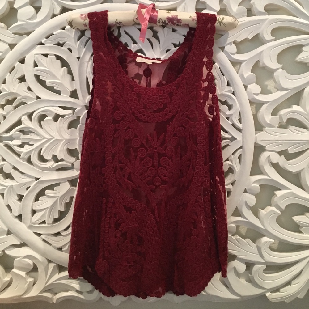 Red see through top