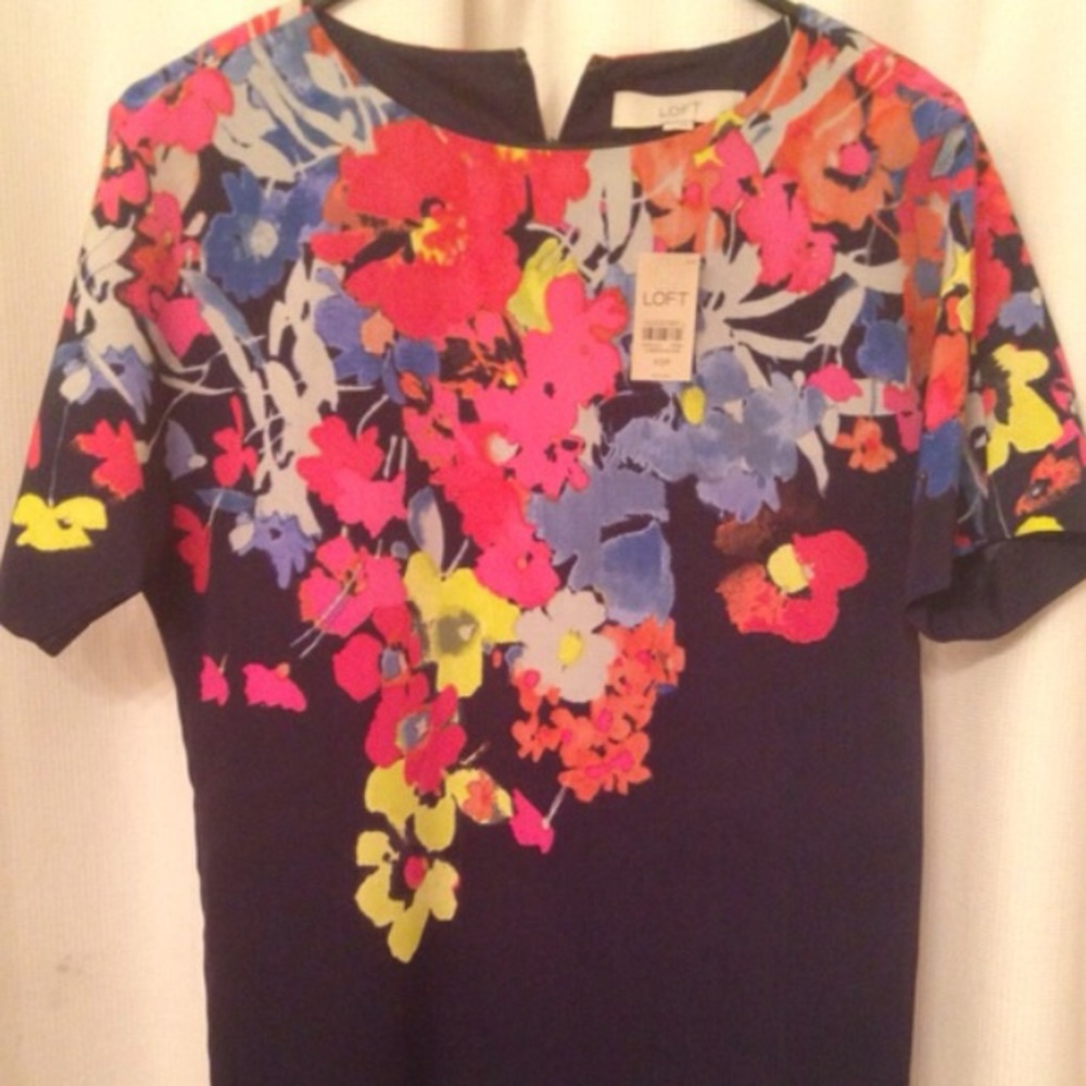 LOFT Petite Placed Floral Print Dress - NWT