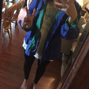 Blue jacket with green inside detail 🐟