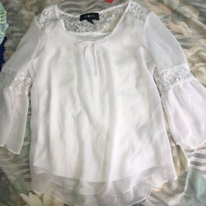 Amy Byer bell sleeve white shirt