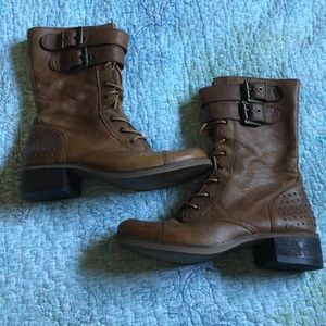 Brown lace up boots