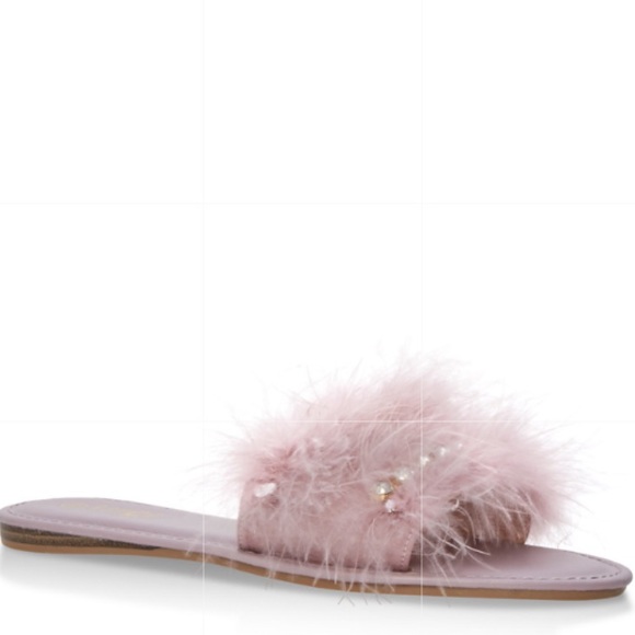 Shoes - Pink 💖 Sparkly Bling Furry Slippers NIB