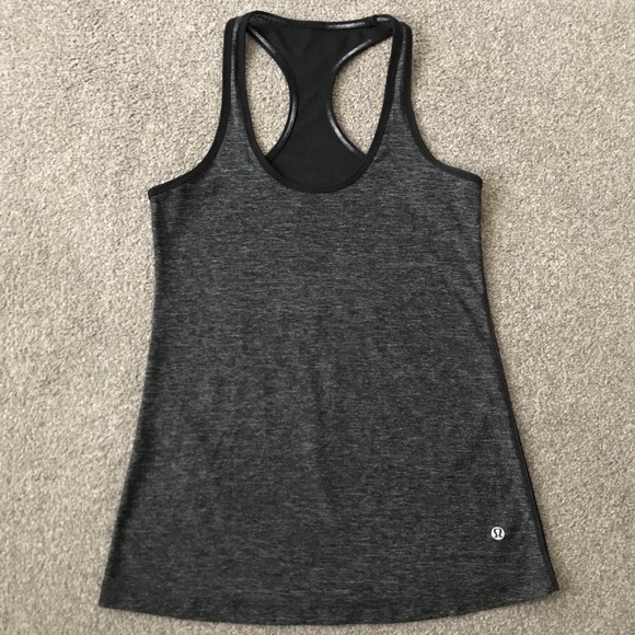 lululemon athletica Tops - Lululemon 6 Racerback Tank Grey Black Mesh Back